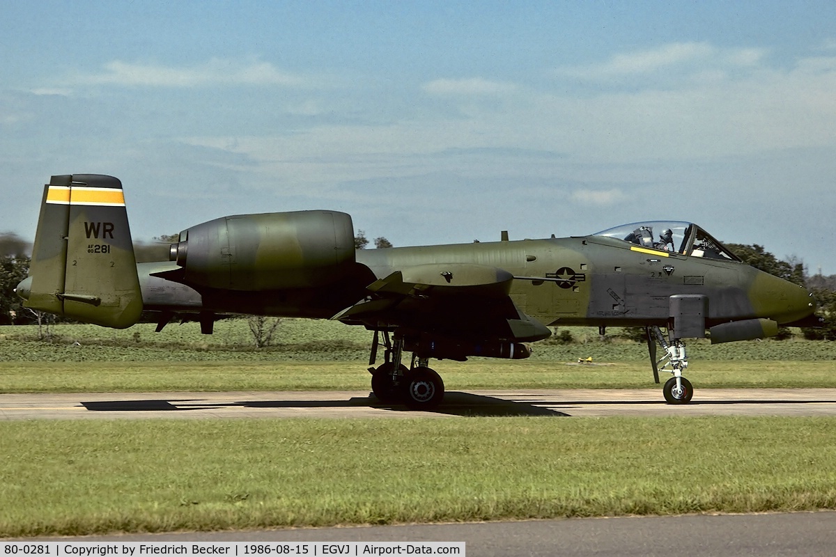 80-0281, 1980 Fairchild Republic A-10A Thunderbolt II C/N A10-0631, taxying to the active