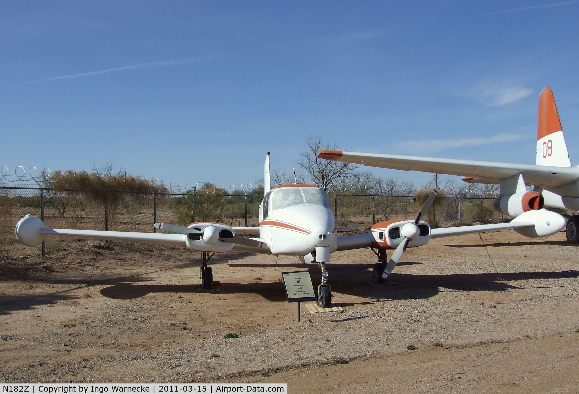 N182Z, 1958 Cessna U-3A Blue Canoe (310A) C/N 38157, Cessna 310A at the Pima Air & Space Museum, Tucson AZ
