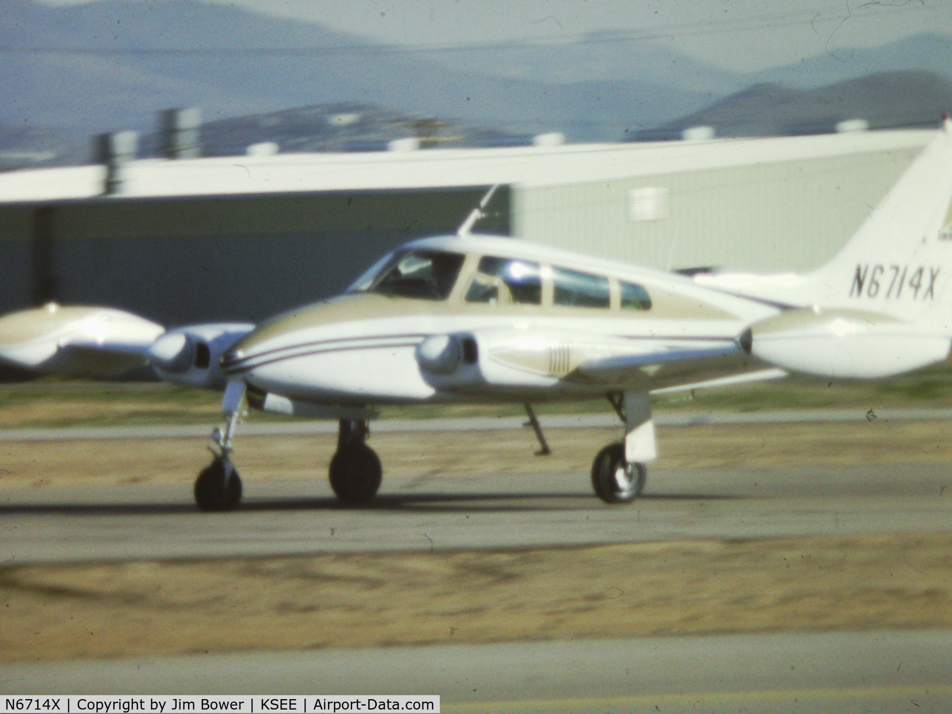 N6714X, 1960 Cessna 310F C/N 310F-0014, Taken at Gillespie Field in about 1974