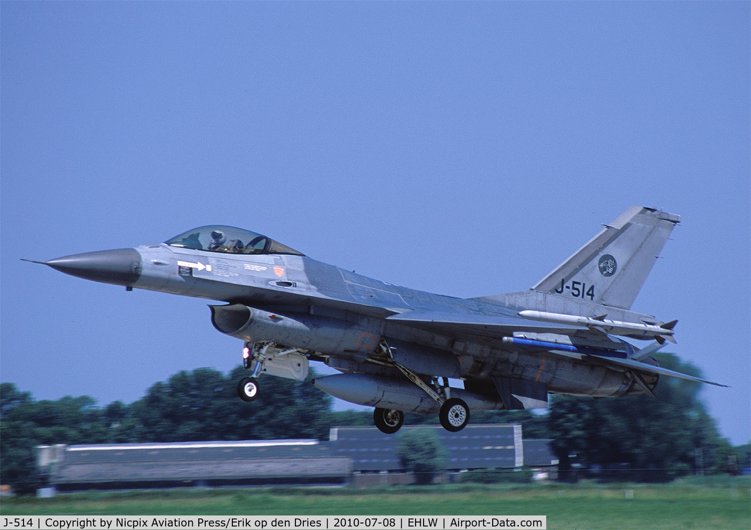 J-514, 1989 Fokker F-16A Fighting Falcon C/N 6D-153, J-514 seen here on landing approach for Leeuwarden AB during the FWIT-2010 course.