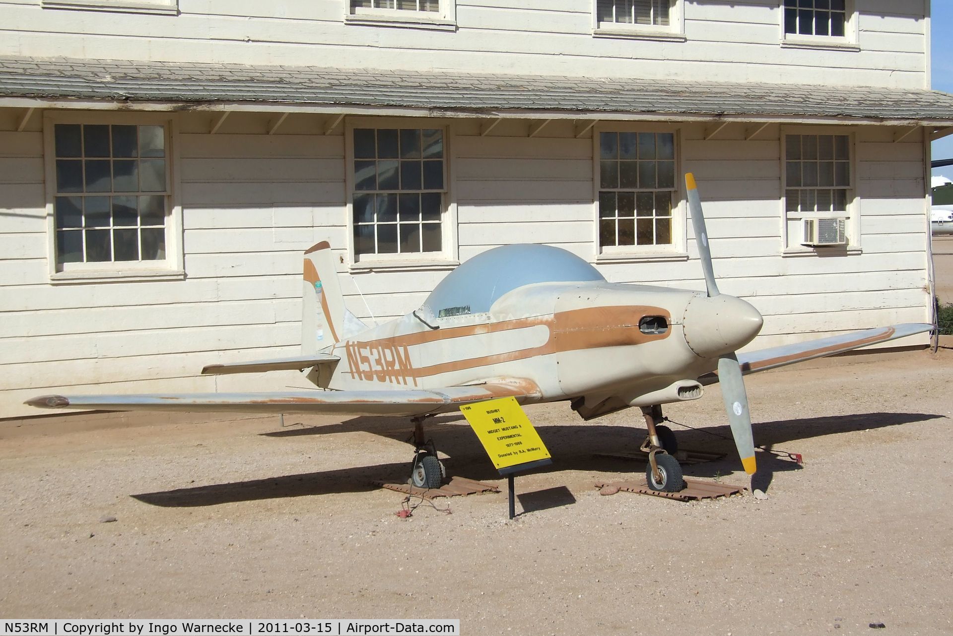 N53RM, Bushby Mustang II C/N 581, Bushby (McMurry) Midget Mustang II at the Pima Air & Space Museum, Tucson AZ