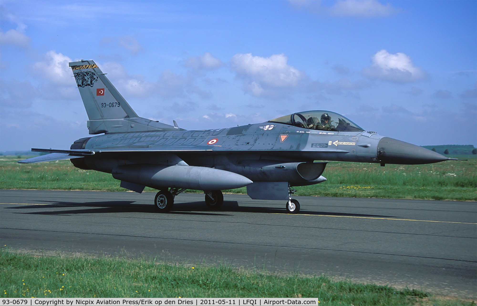 93-0679, TAI (Turkish Aerospace Industries) F-16C Fighting Falcon C/N HC-23, 93-0679 is a Turkish AF F-16C and was sent also to Cambrai AB for the 50th anniversary of the NATO Tigermeet.