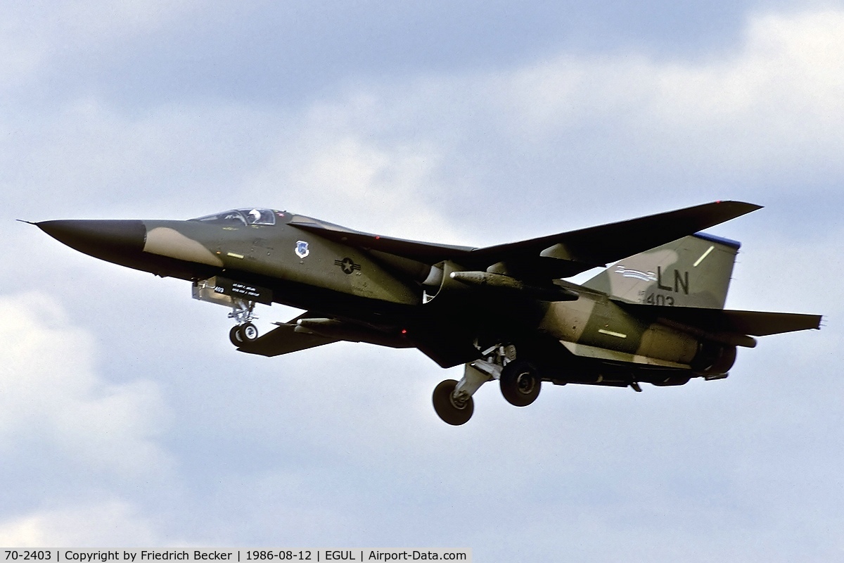 70-2403, 1970 General Dynamics F-111F Aardvark C/N E2-42, on final