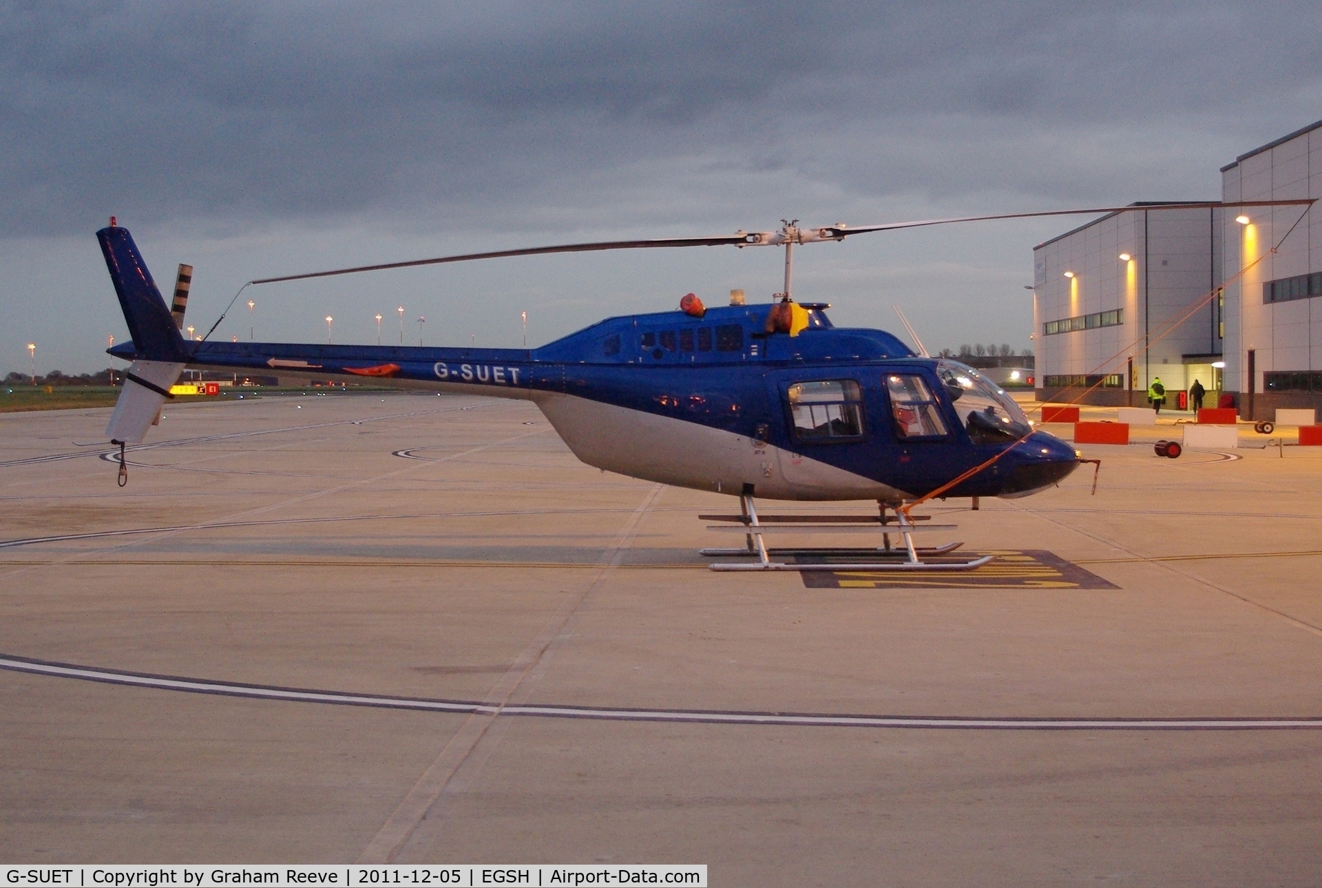 G-SUET, 1968 Bell 206B JetRanger II C/N 314, Pictured late in the afternoon.