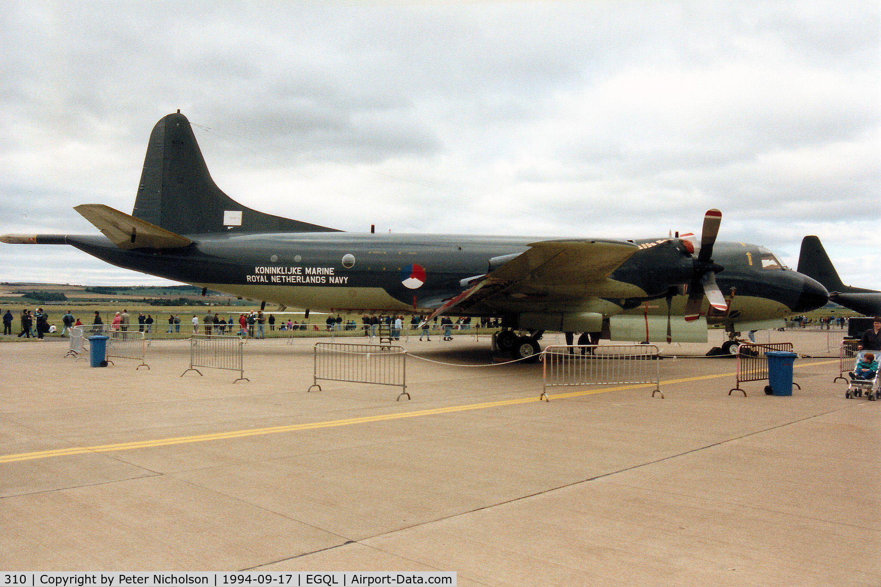 310, Lockheed P-3C Orion C/N 285E-5773, P-3C Orion of 320 Squadron of the Royal Netherlands Navy on display at the 1994 RAF Leuchars Airshow.