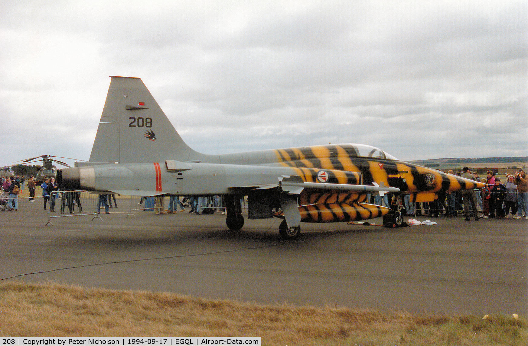 208, 1966 Northrop F-5A Freedom Fighter C/N N.7031, F-5A Freedom Fighter of 336 Skv Royal Norwegian Air Force on display at the 1994 RAF Leuchars Airshow.