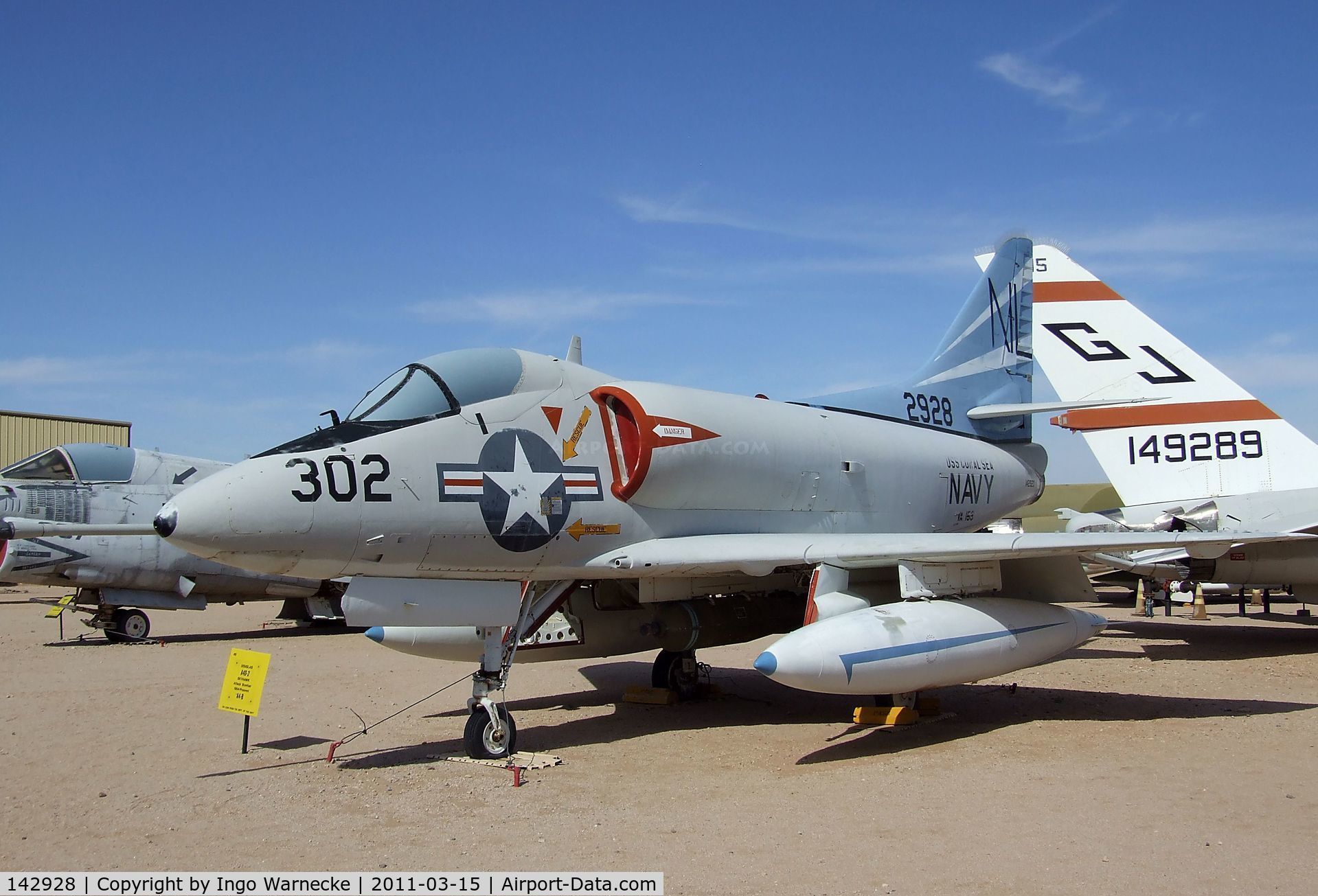 142928, Douglas A-4B Skyhawk C/N 11990, Douglas A4D-2 (A-4B) Skyhawk at the Pima Air & Space Museum, Tucson AZ