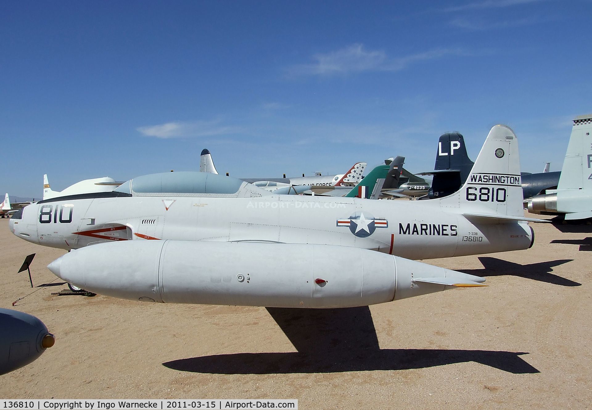 136810, Lockheed T-33B (TV-2 Seastar) C/N 580-7914, Lockheed TV-2 (T-33) Seastar at the Pima Air & Space Museum, Tucson AZ