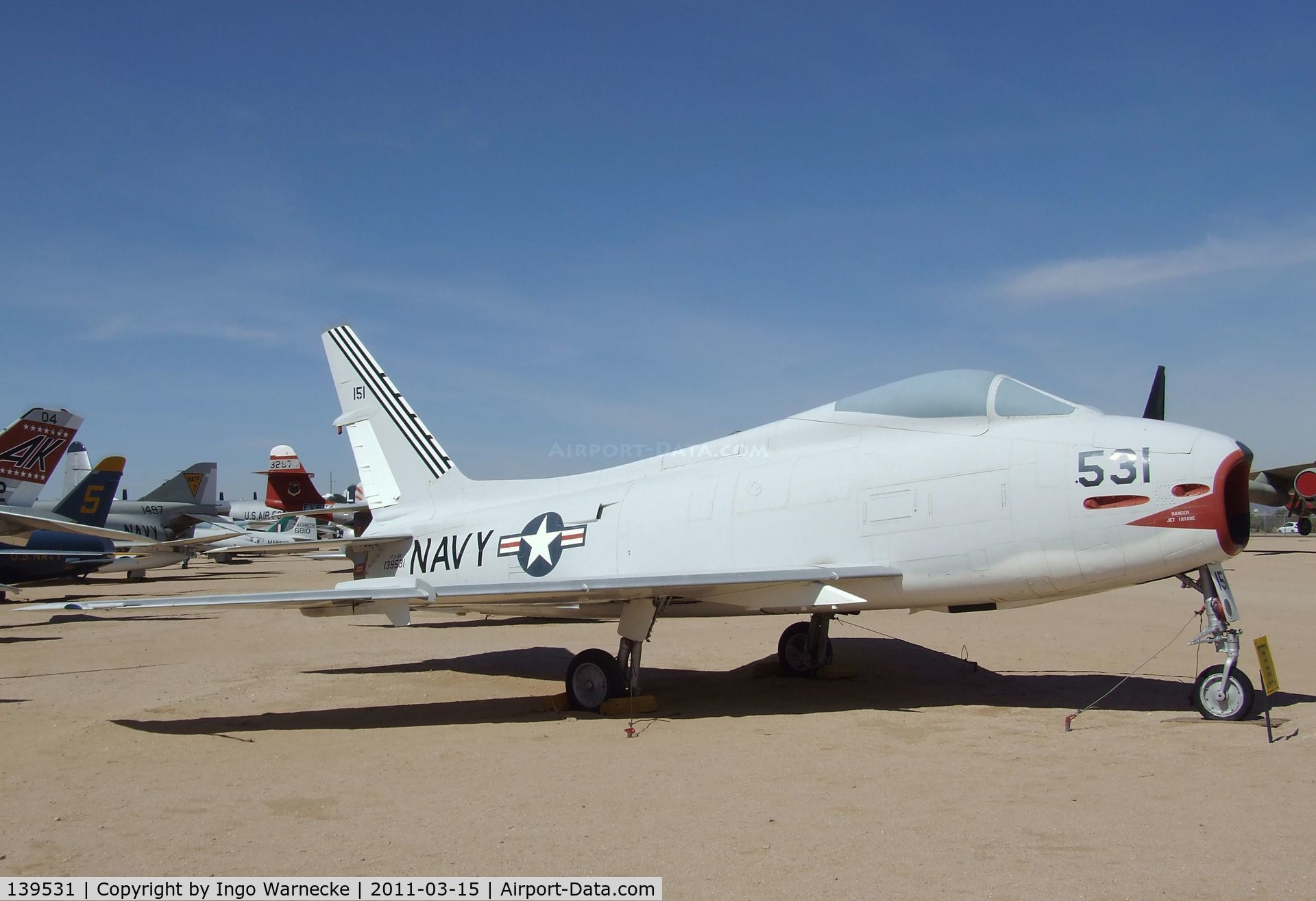 139531, North American AF-1E Fury C/N 209-151, North American AF-1E (FJ-4B) Fury at the Pima Air & Space Museum, Tucson AZ