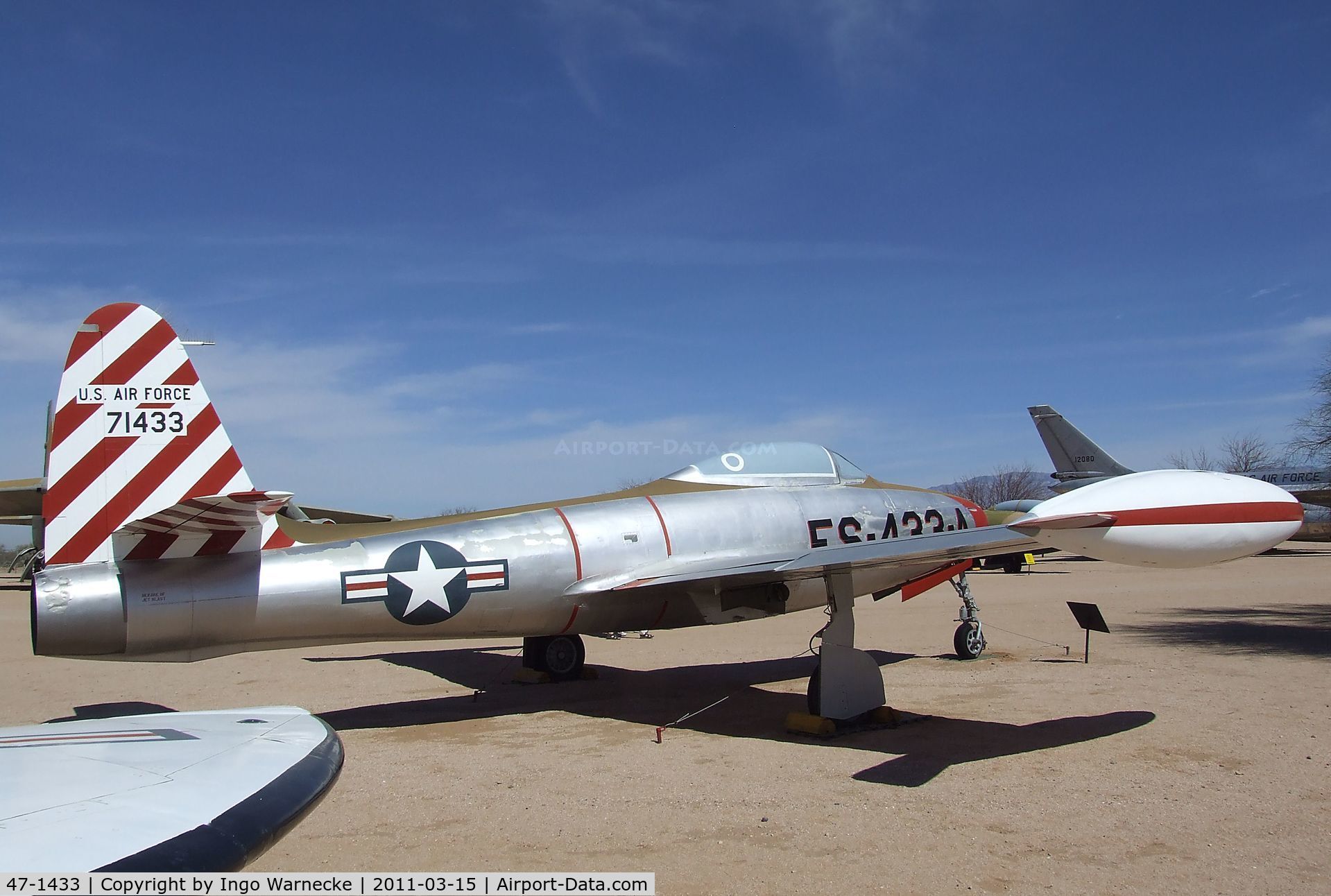 47-1433, 1947 Republic F-84C-2-RE Thunderjet C/N Not found 47-1433, Republic F-84C Thunderjet at the Pima Air & Space Museum, Tucson AZ