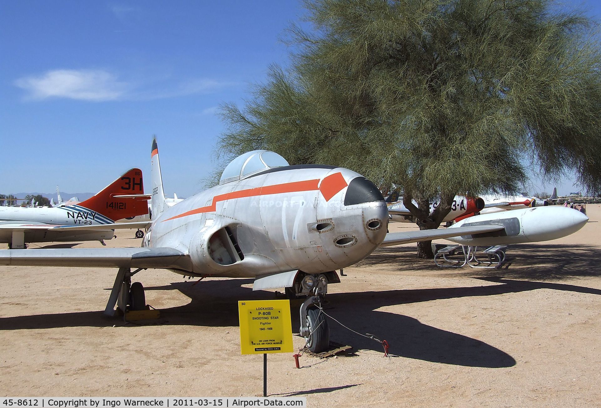 45-8612, 1945 Lockheed P-80B-1-LO Shooting Star C/N 080-1826, Lockheed P-80B Shooting Star at the Pima Air & Space Museum, Tucson AZ