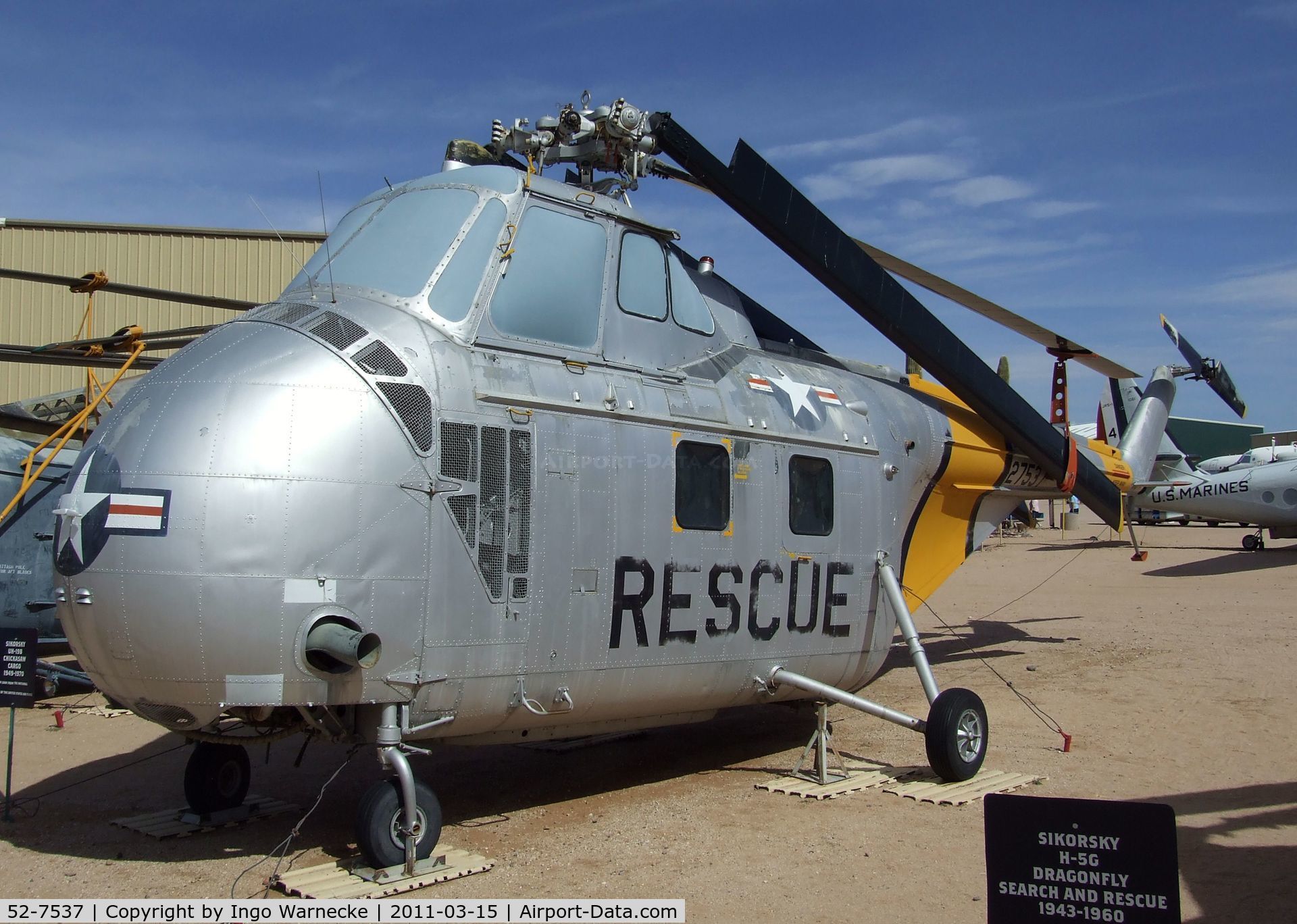 52-7537, 1952 Sikorsky UH-19B Chickasaw C/N 55-640, Sikorsky UH-19B Chickasaw at the Pima Air & Space Museum, Tucson AZ
