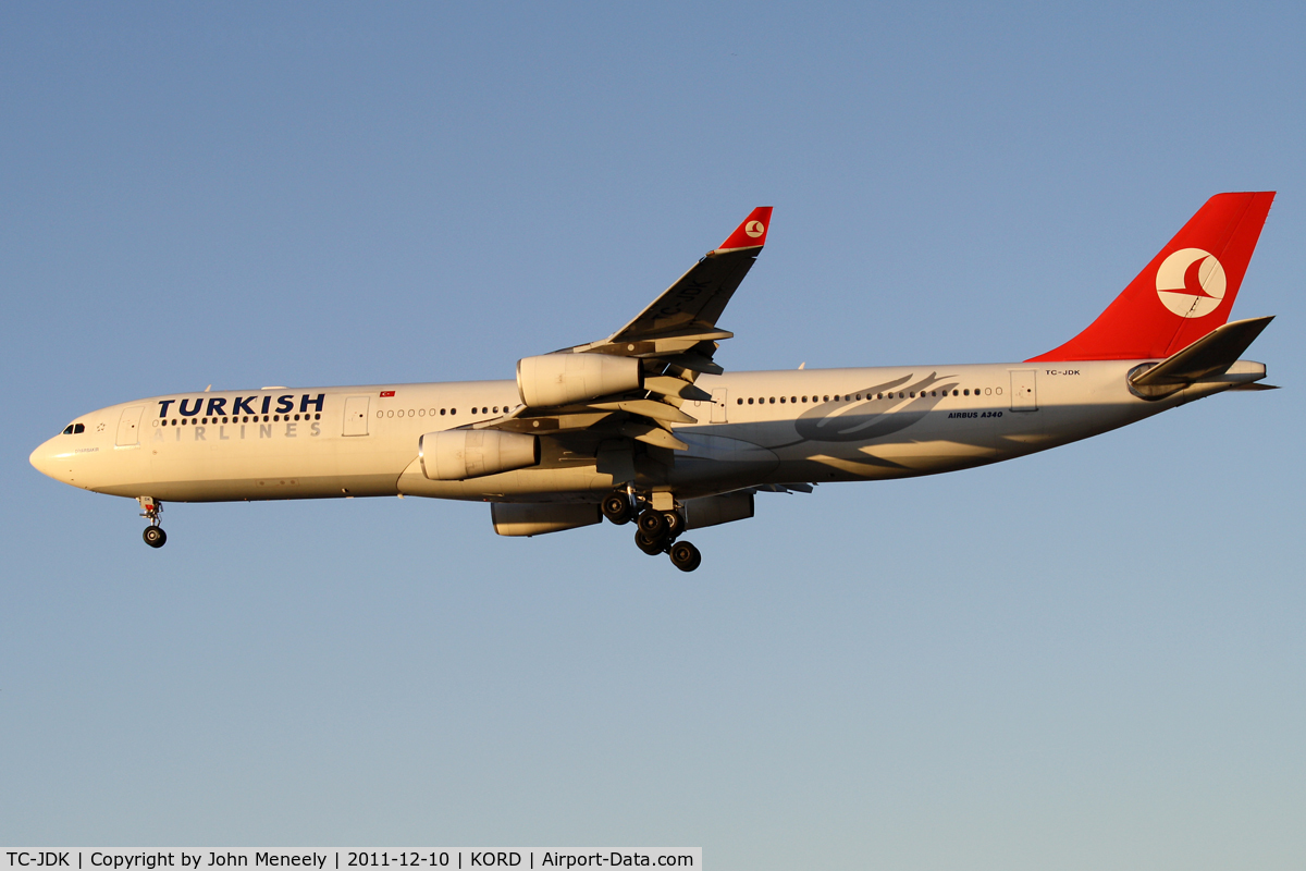 TC-JDK, 1993 Airbus A340-311 C/N 025, Late afternoon arrival