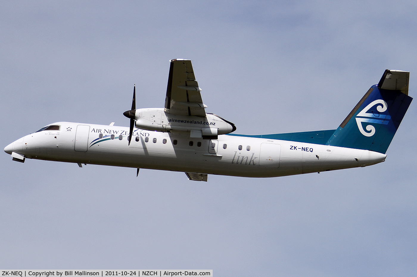 ZK-NEQ, 2007 De Havilland Canada DHC-8-311 Dash 8 C/N 636, up and away from 02