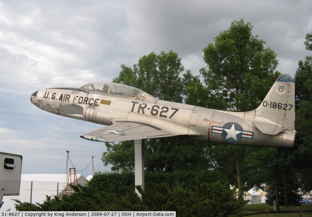 51-8627, 1951 Lockheed T-33A Shooting Star C/N 580-6411, Plane on a pole!