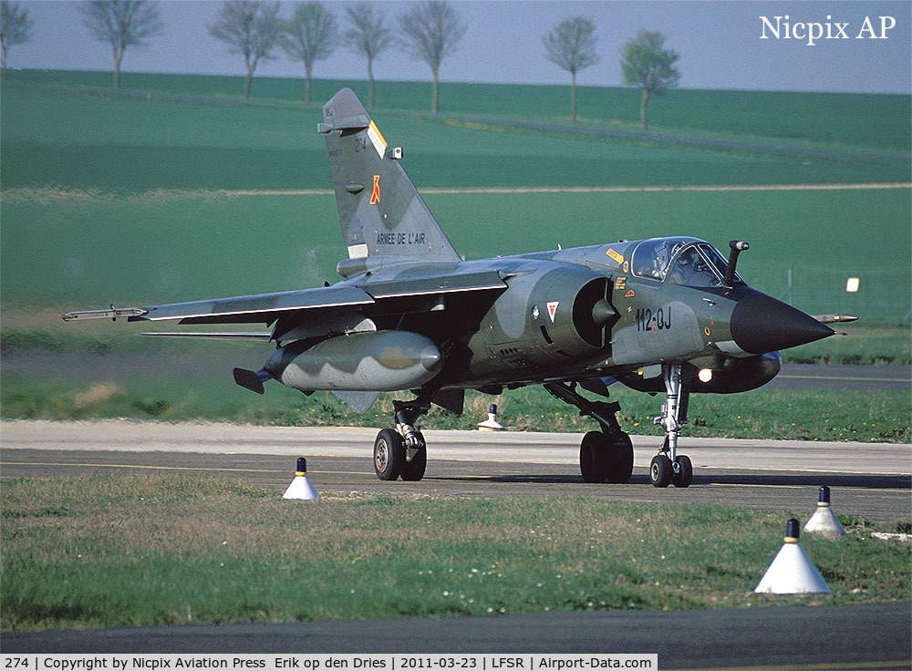 274, Dassault Mirage F.1CT C/N 274, 274 is a French AF Mirage F-1CT fighter and is seen here on the taxitrack of its' homebase, Reims-Chanpagne AB.