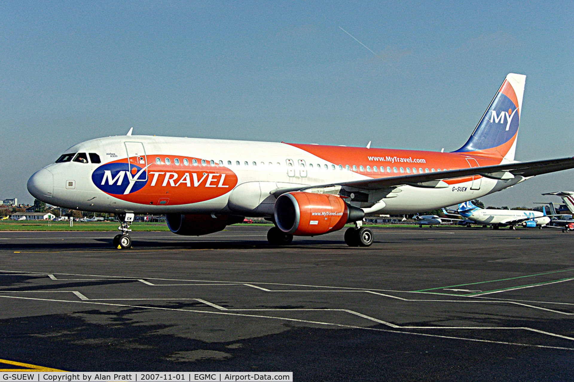 G-SUEW, 2003 Airbus A320-214 C/N 1961, Aircraft in My Travel livery taxies onto stand