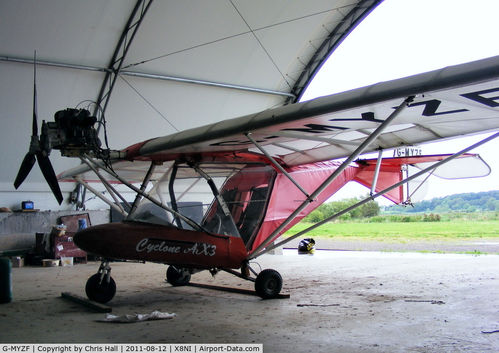 G-MYZF, 1995 Cyclone Airsports AX3/503 C/N 7133, at a small airfield in Northern Ireland