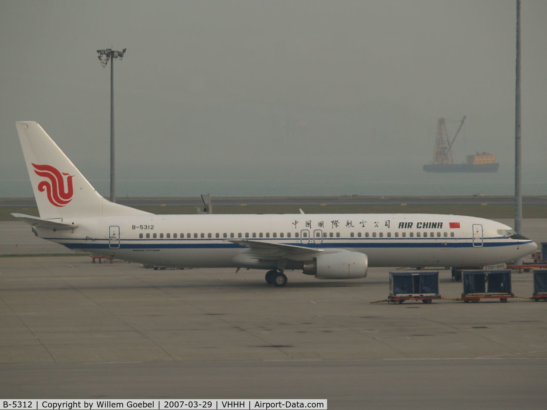 B-5312, 2007 Boeing 737-8Q8 C/N 29374, Parking on Hong Kong Airport
