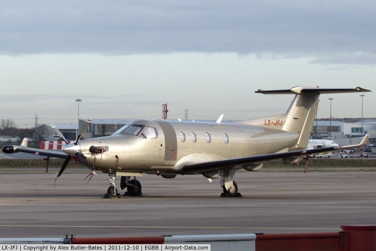 LX-JFJ, 2005 Pilatus PC-12/45 C/N 678, Parked on the elmdon apron