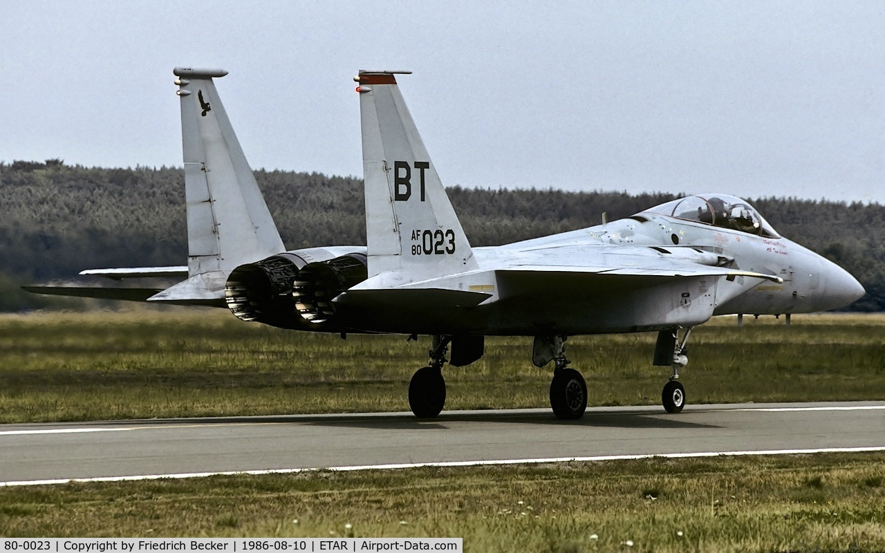 80-0023, 1980 McDonnell Douglas F-15C Eagle C/N 0667/C172, taxying to the active