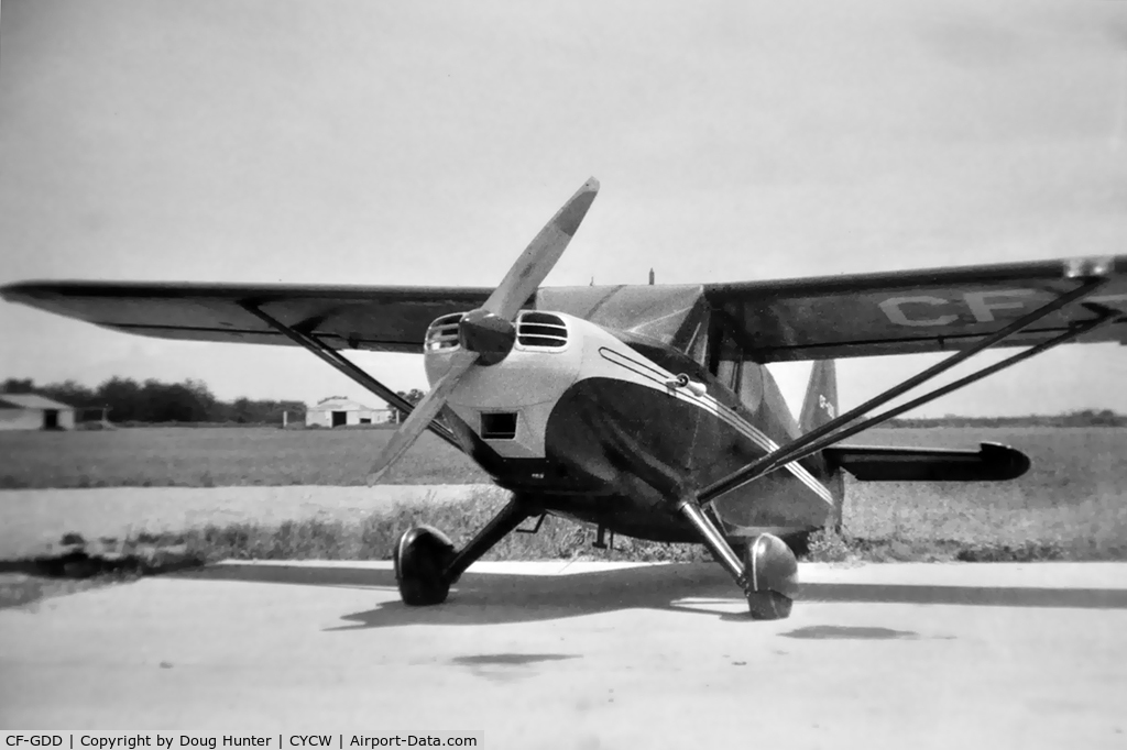 CF-GDD, 1947 Stinson 108-2 Voyager C/N 108 2163, A photo of Stinson CF-GDD, taken in the early 1950's by the then owner Clifford A. Skelton, my grandfather, at Chilliwack Airport, BC