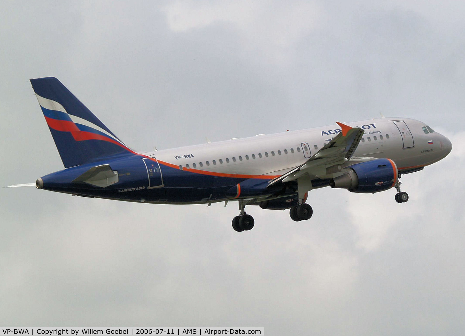 VP-BWA, 2003 Airbus A319-111 C/N 2052, Take off from runway 06 of Amsterdam Airport