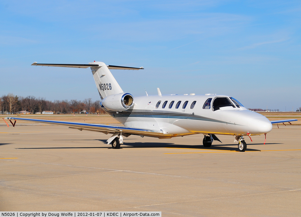 N5026, 2003 Cessna 525A CitationJet CJ2 C/N 525A0159, Sitting at Decatur, Illinois (KDEC) shortly after arrival.