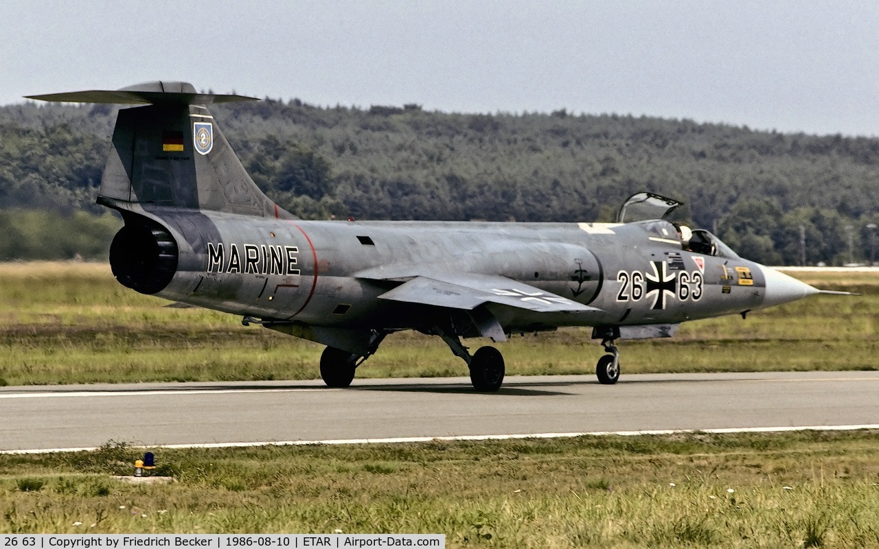 26 63, 1963 Lockheed F-104G Starfighter C/N 683-7409, taxying to the active