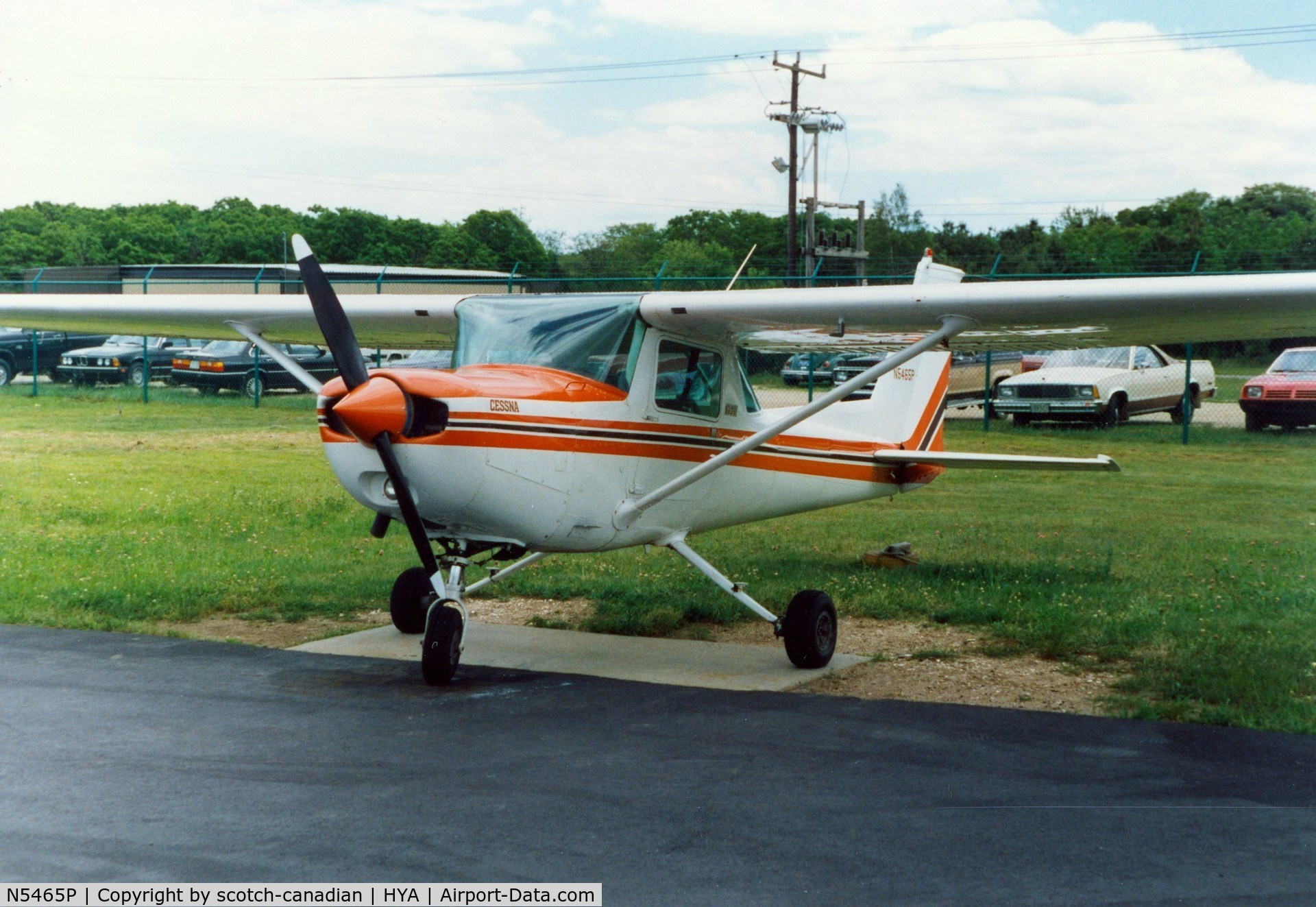 N5465P, Cessna 152 C/N 15284952, Cessna 152 N5465P at Barnstable Municipal Airport, Hyannis, MA - July 1986
