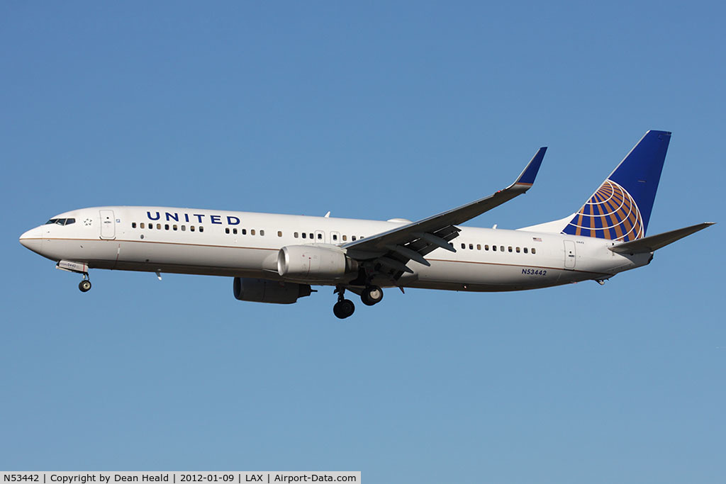 N53442, 2009 Boeing 737-924/ER C/N 33536, United Airlines N53442 (FLT UAL1605) from Houston Bush Intercontinental Airport (KIAH) on short final to RWY 25L.