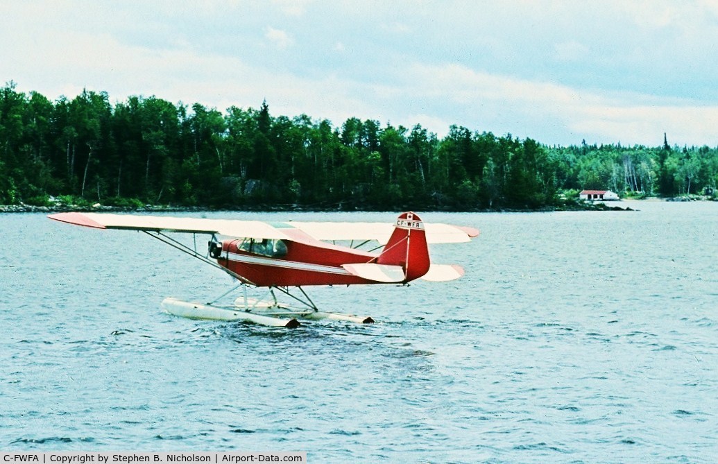 C-FWFA, 1946 Piper J3C-65 Cub Cub C/N 21265, on Pelican Lake at Sioux Lookout in 1977