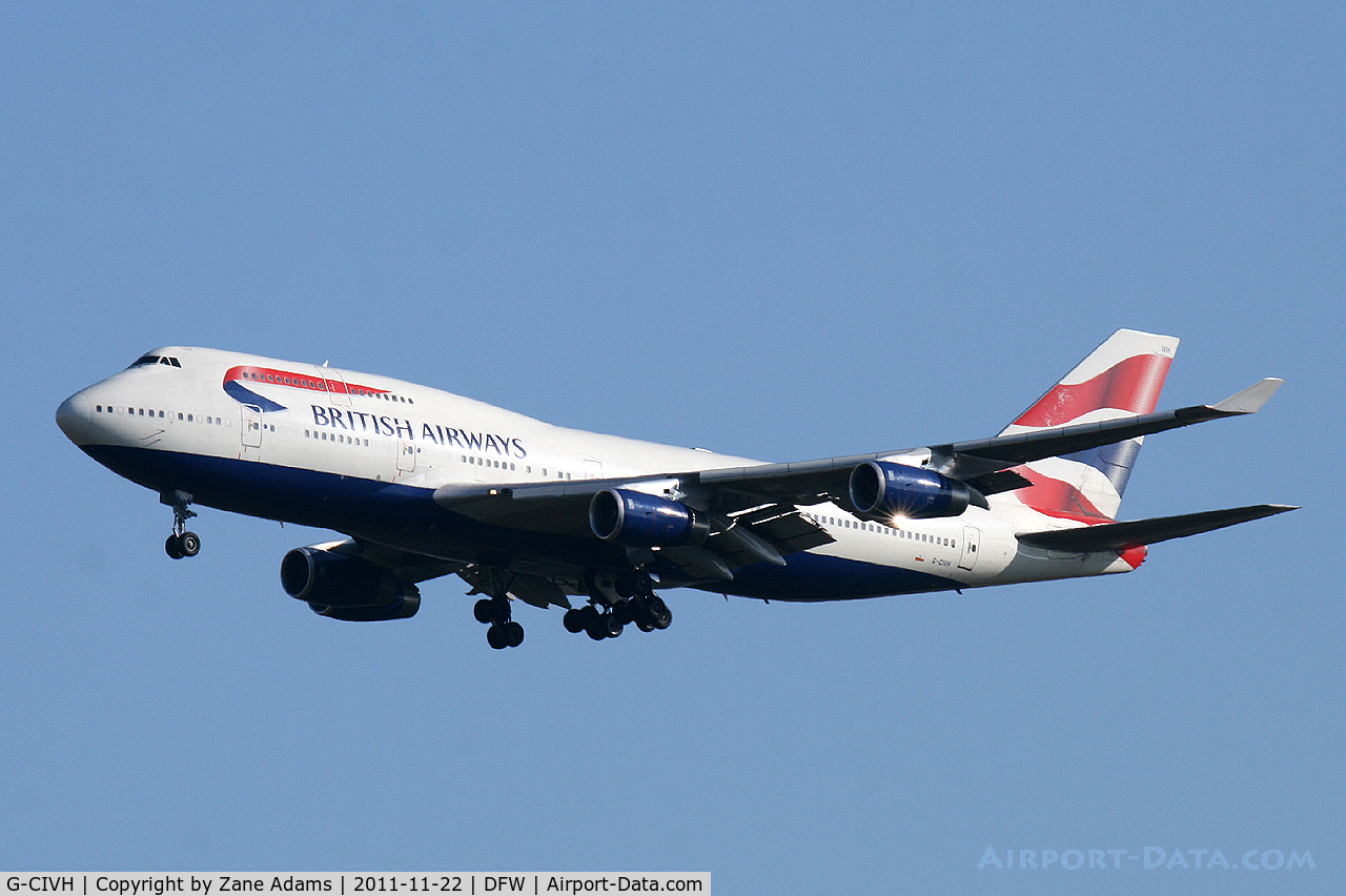 G-CIVH, 1996 Boeing 747-436 C/N 25809, British Airways landing at DFW Airport