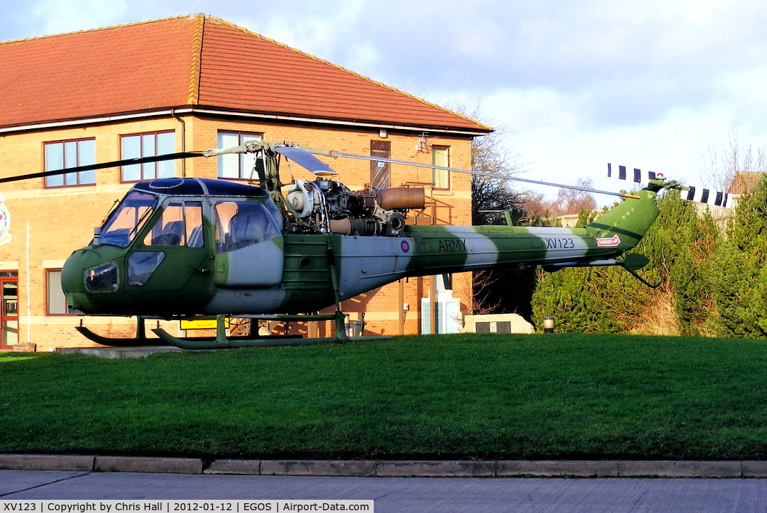 XV123, 1966 Westland Scout AH.1 C/N F9698, Preserved at RAF Shawbury