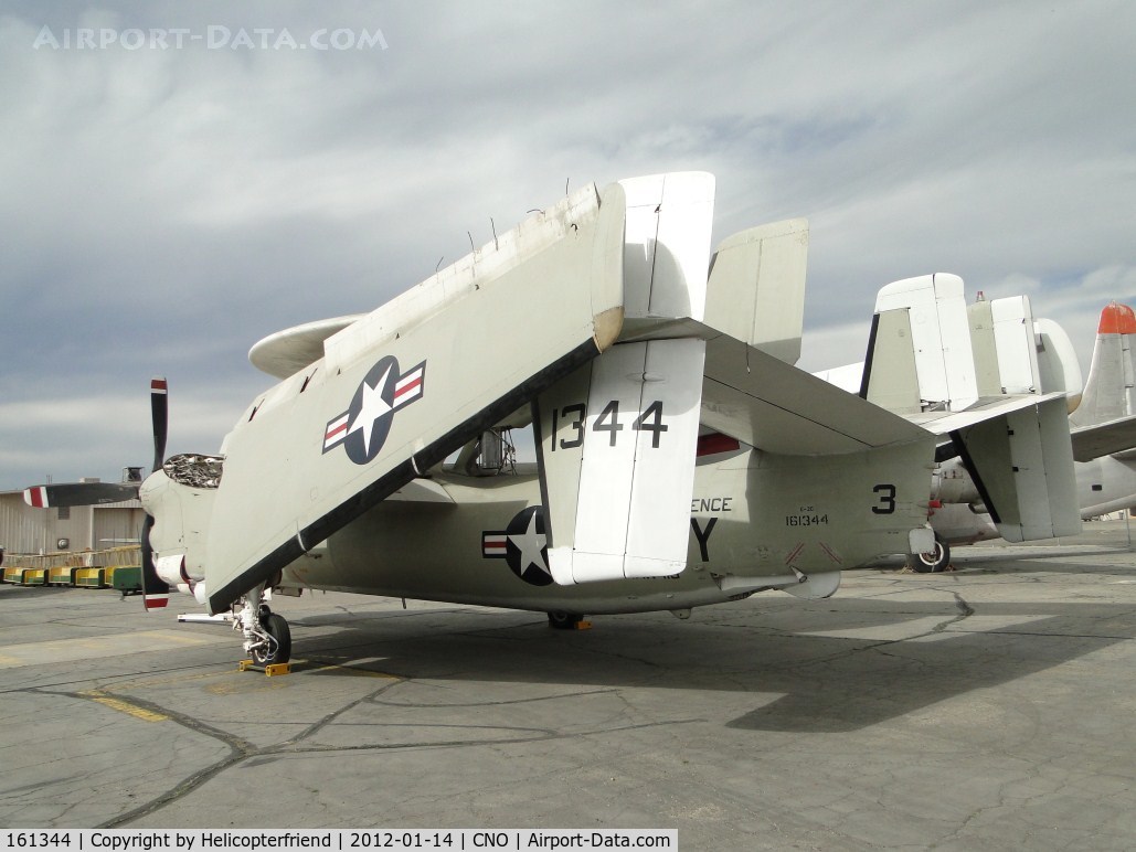 161344, Grumman E-2C Hawkeye C/N A075, Parked out back of Yank's Air Museum, with wings folded back