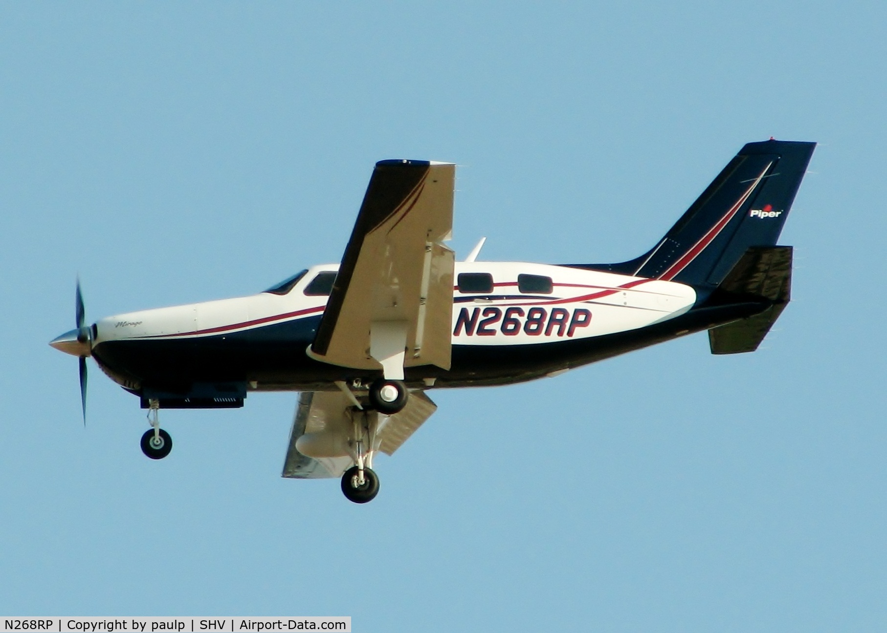 N268RP, Piper PA-46-350P Malibu Mirage C/N 4636511, Landing at Shreveport Regional.