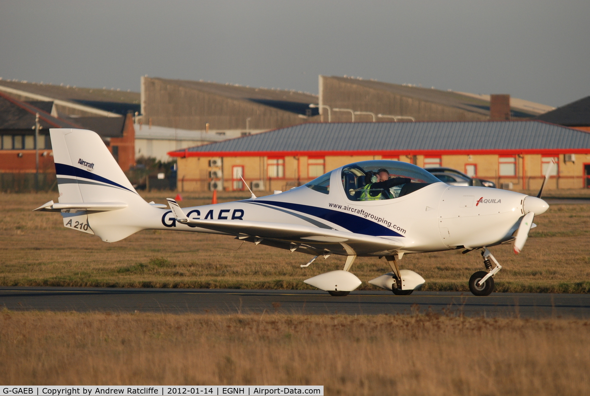 G-GAEB, 2010 Aquila A210 (AT01) C/N AT01-215, Taxiing out at Blackpool Airport