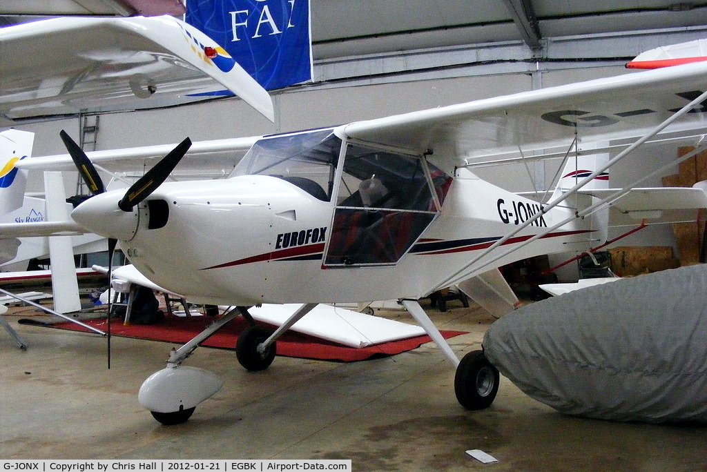 G-JONX, 2010 Aeropro Eurofox 912(1) C/N BMAA/HB/597, inside the Flylight Airsports hangar