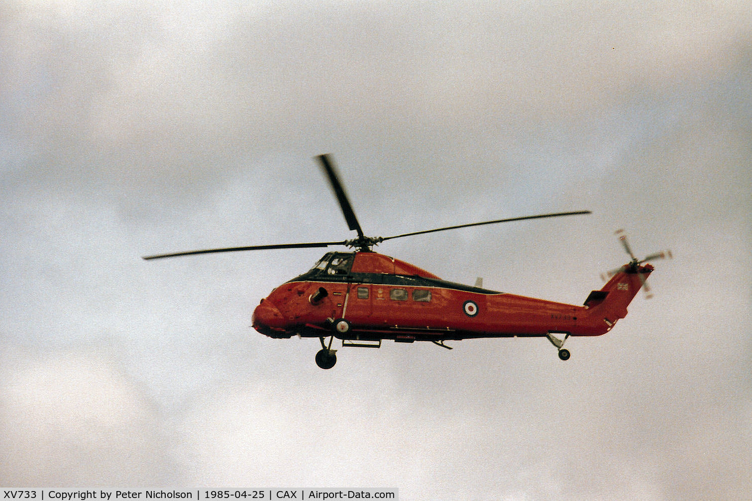XV733, 1969 Westland Wessex HCC.4 C/N WA628, Wessex HCC.4 of the Queen's Flight departing Carlisle in the Spring of 1985