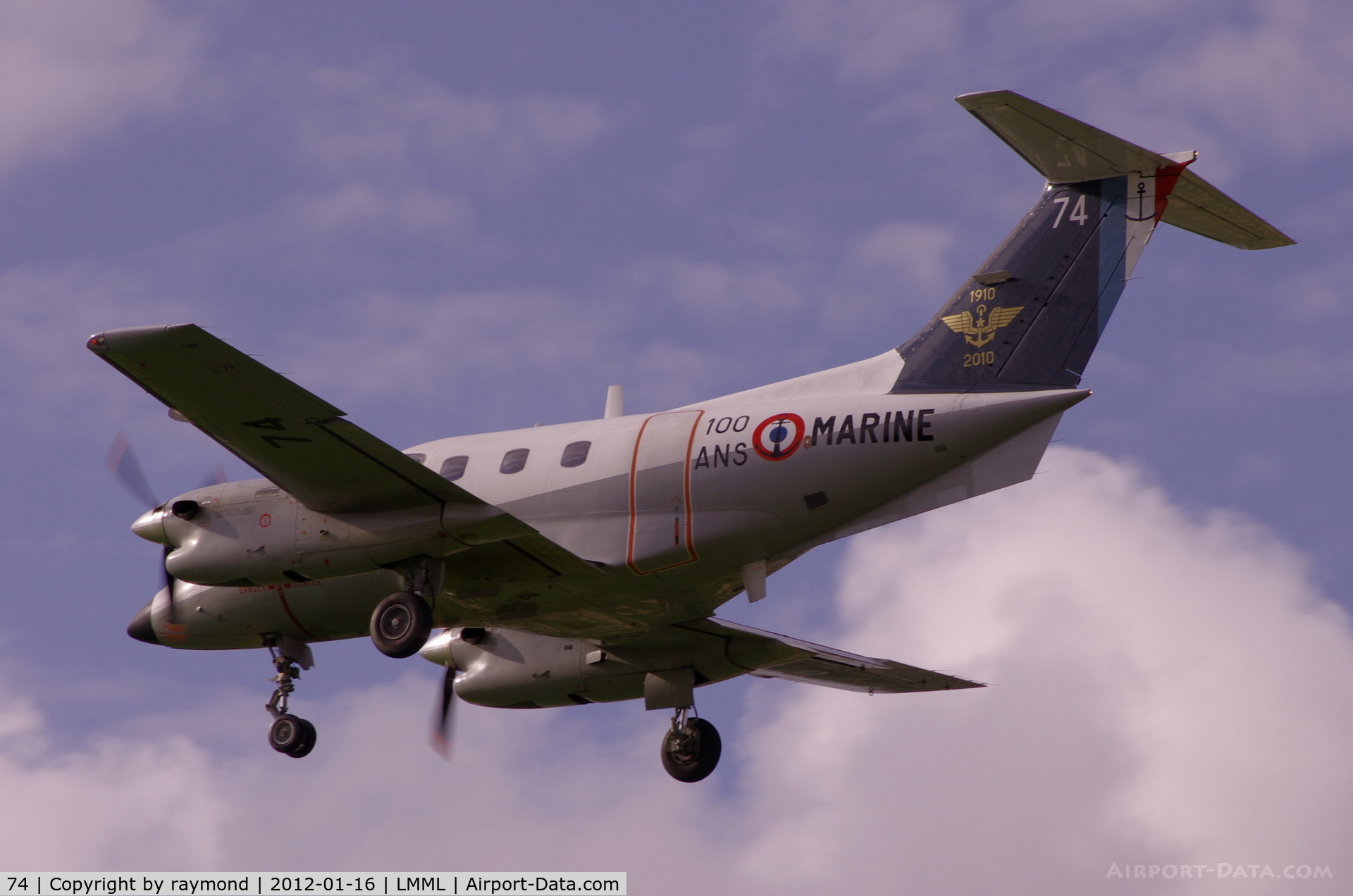 74, Embraer EMB-121AN Xingu C/N 121074, E121 Xingu 74 of French Marine landing on RW23 in Malta.