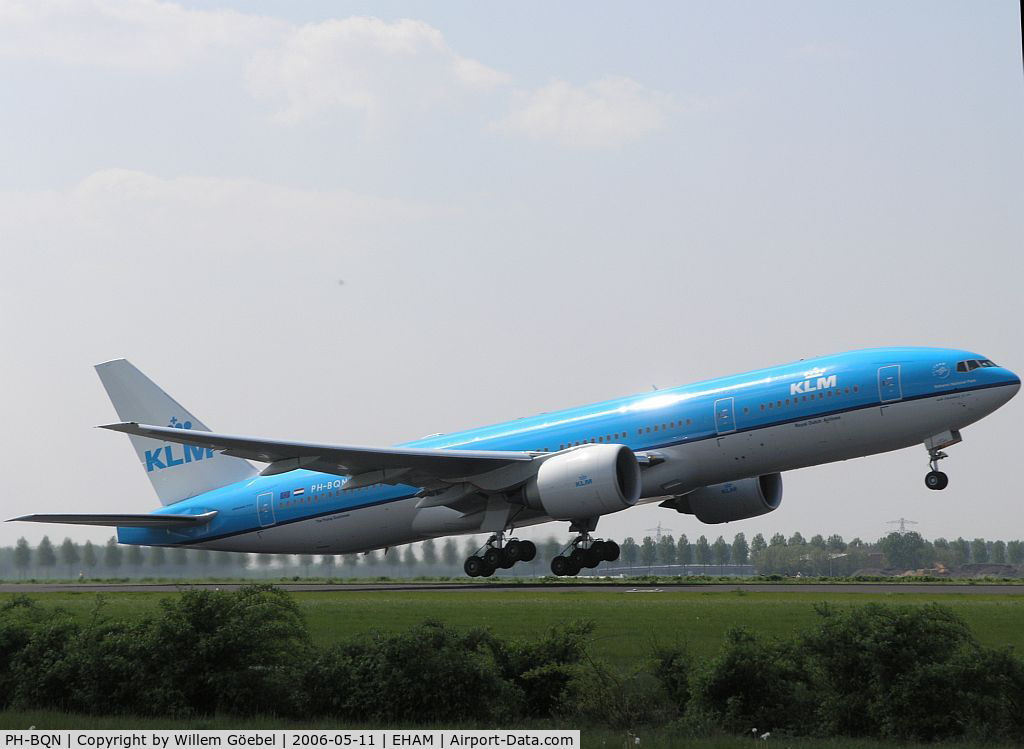 PH-BQN, 2006 Boeing 777-206/ER C/N 32720, Take off from runway L36 of Schiphol Airport