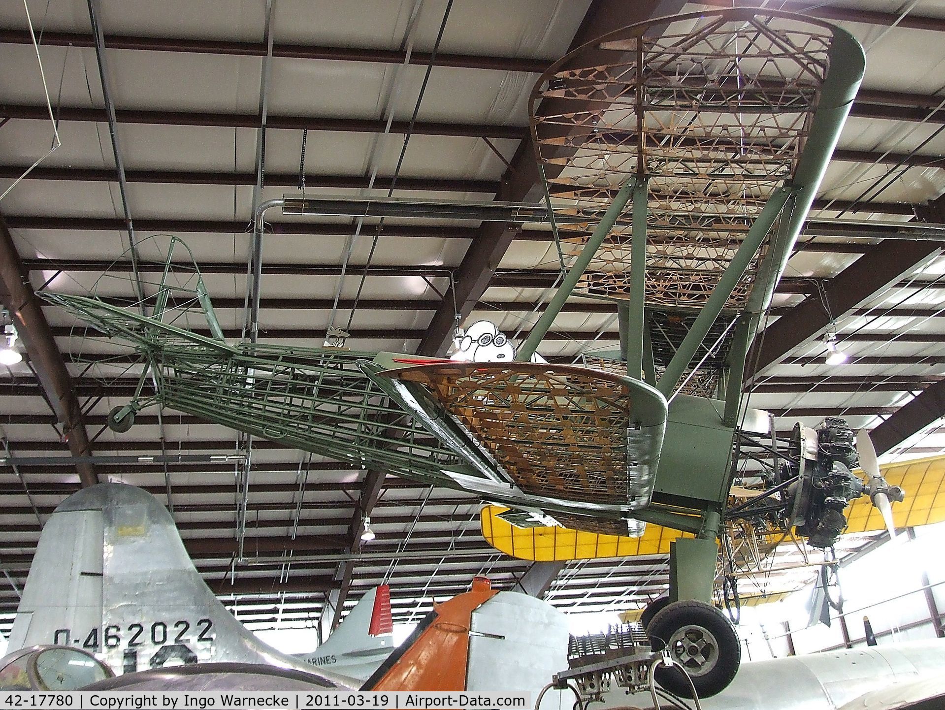 42-17780, Boeing PT-13D Kaydet (E75) C/N 75-5943, Stearman PT-13D (minus outer skin) at the Pueblo Weisbrod Aircraft Museum, Pueblo CO