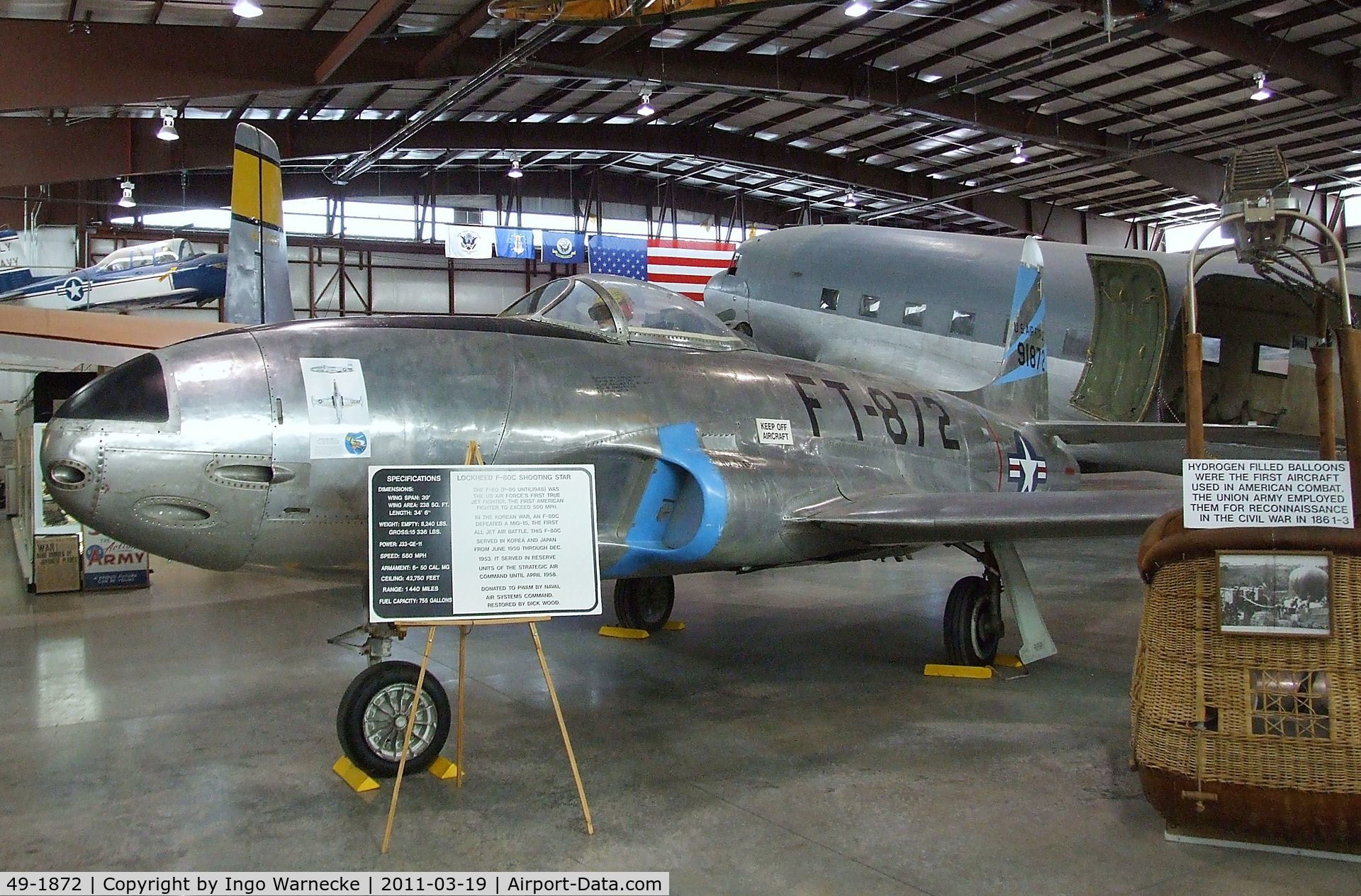 49-1872, 1949 Lockheed P-80C Shooting Star C/N 080-2699, Lockheed P-80C Shooting Star at the Pueblo Weisbrod Aircraft Museum, Pueblo CO