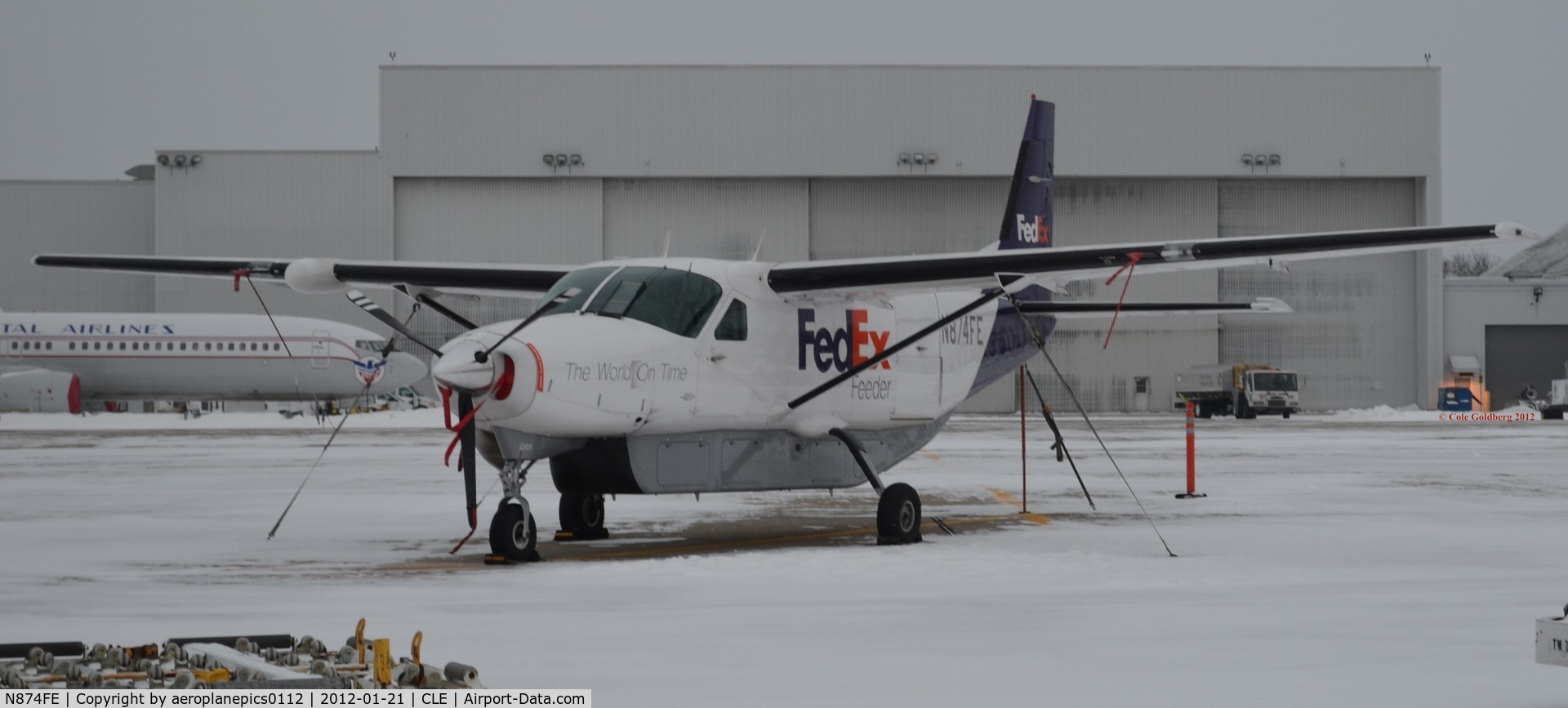 N874FE, 1990 Cessna 208B C/N 208B0205, N874FE seen tied down near the FedEx Cargo Facility.