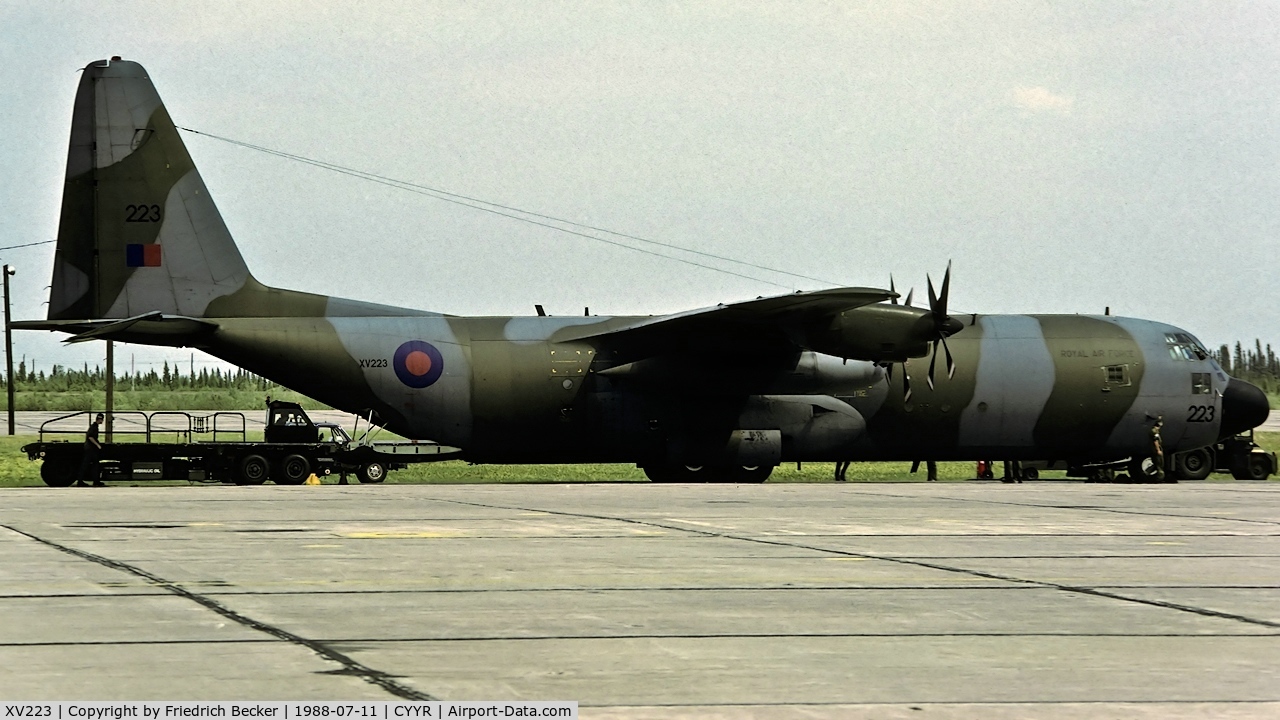 XV223, 1966 Lockheed C-130K Hercules C.3 C/N 382-4253, transient at CFB Goose Bay