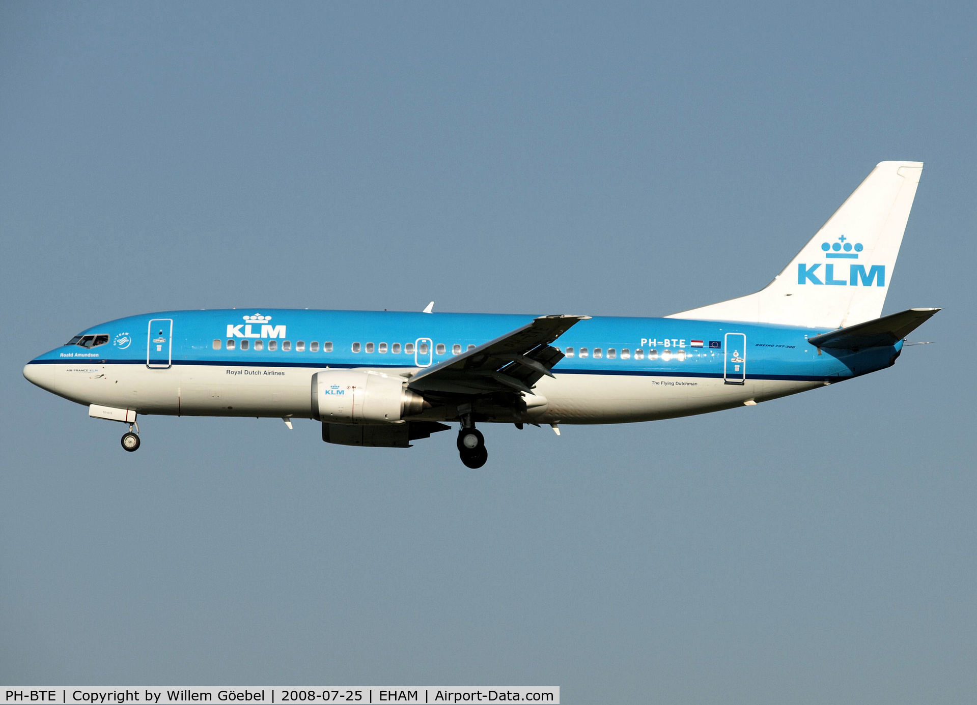 PH-BTE, 1993 Boeing 737-306 C/N 27421, Landing on runway C18 of Schiphol Airport