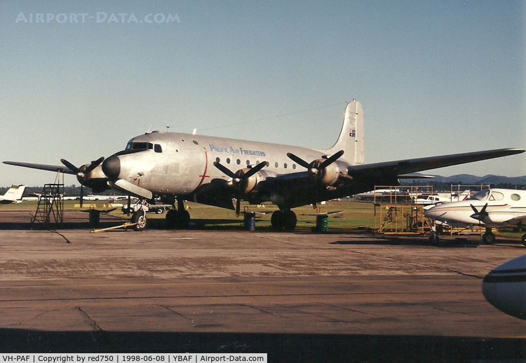VH-PAF, 1945 Douglas C-54E-15-DO Skymaster (DC-4) C/N 27352, Retired DC-4 at Archerfield. Photographed by Edwin van Opstal, displayed with permission. Scanned from a color print.