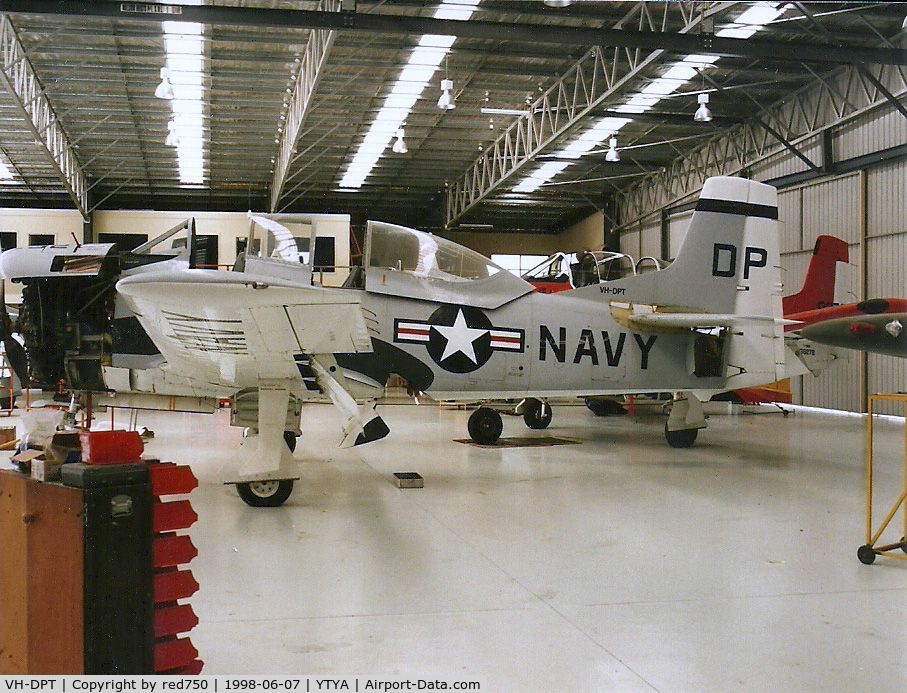 VH-DPT, 1955 North American T-28D Trojan C/N 200-303, Photograph by Edwin van Opstal with permission. Scanned from a color print.