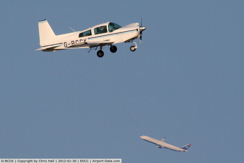 G-BCCK, 1974 Grumman American AA-5 Traveler C/N AA5-0547, resident AA-5 departing from RW05L