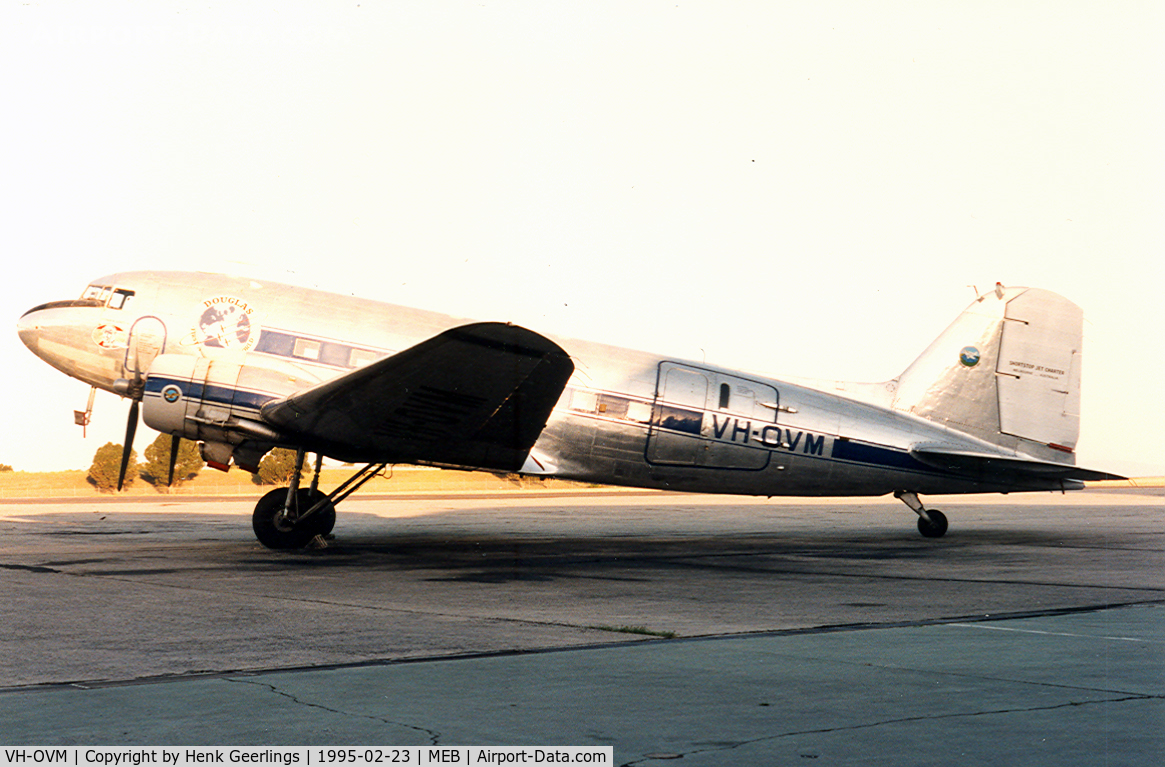 VH-OVM, 1943 Douglas DC3C-R-1830 C/N 16354/33102, Short Stop Jet Charter. MEB - Essendon Apt